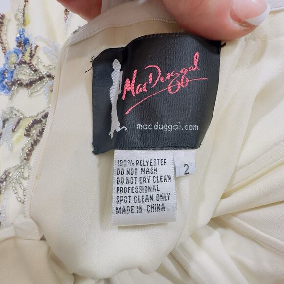 Mac Duggal Embellished Strapless Romper Size 2 Ivory Blue Beaded Floral Mini NWT - Picture 11 of 15